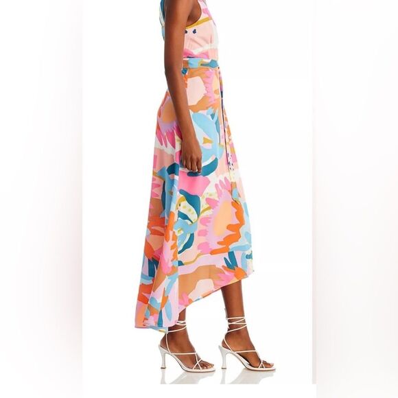 NWT AQUA Floral Print Maxi Dress wrap long summer dress w belt Bloomingdales L - Picture 13 of 15